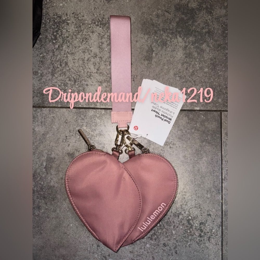 Lululemon Dual Pouch Wristlet Heart- Spiced Chai/Pink Haze/Gold - Picture 3 of 6
